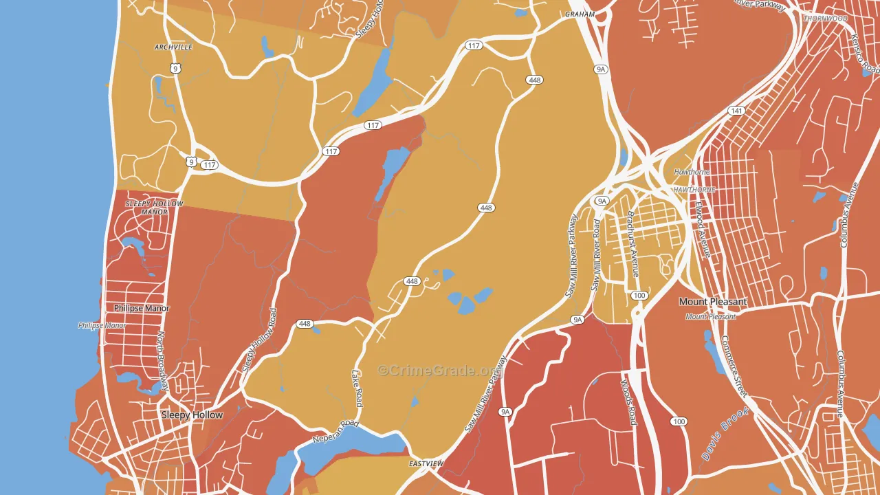 Pocantico Hills, NY Map of Murder Rates