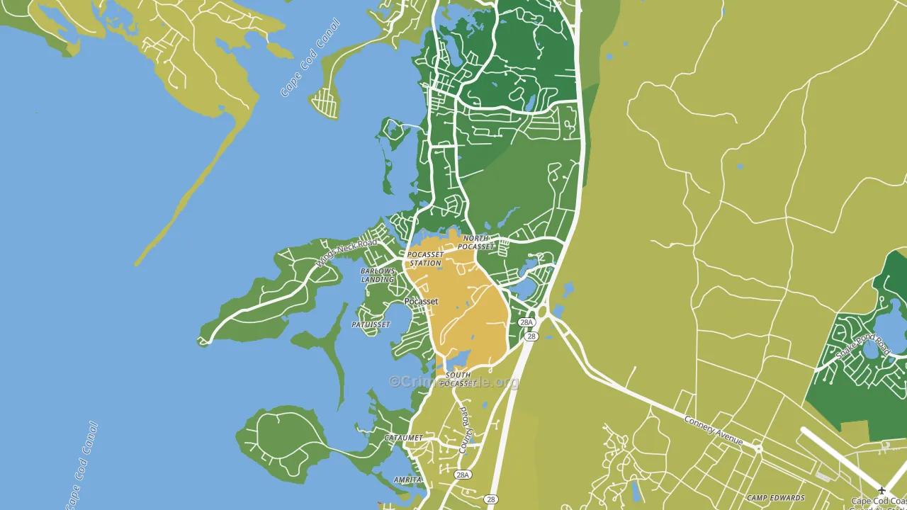 Pocasset, MA Map of Murder Rates