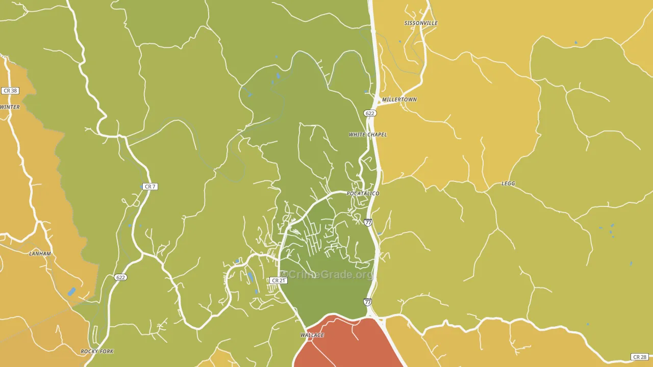 Pocatalico, WV Map of Murder Rates