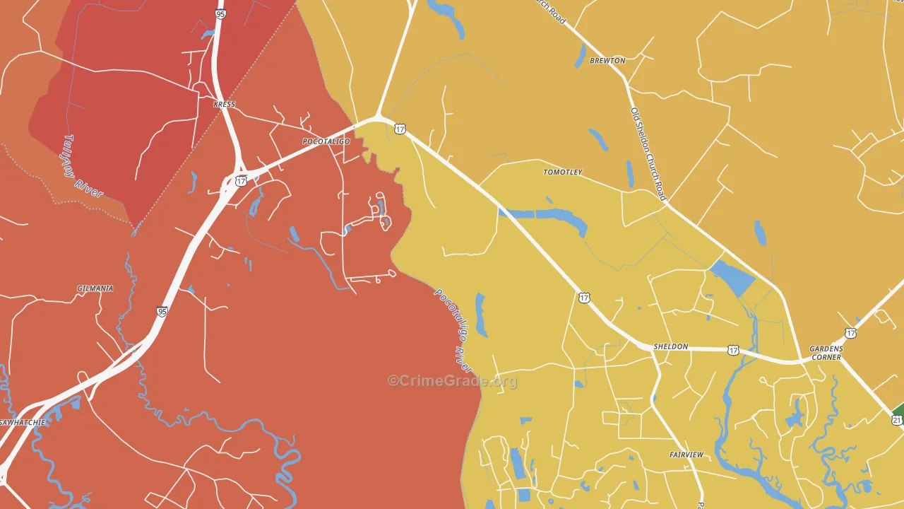 Pocataligo, SC Map of Murder Rates