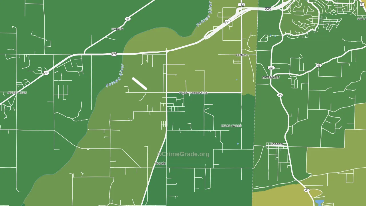 Pocola, OK Map of Murder Rates