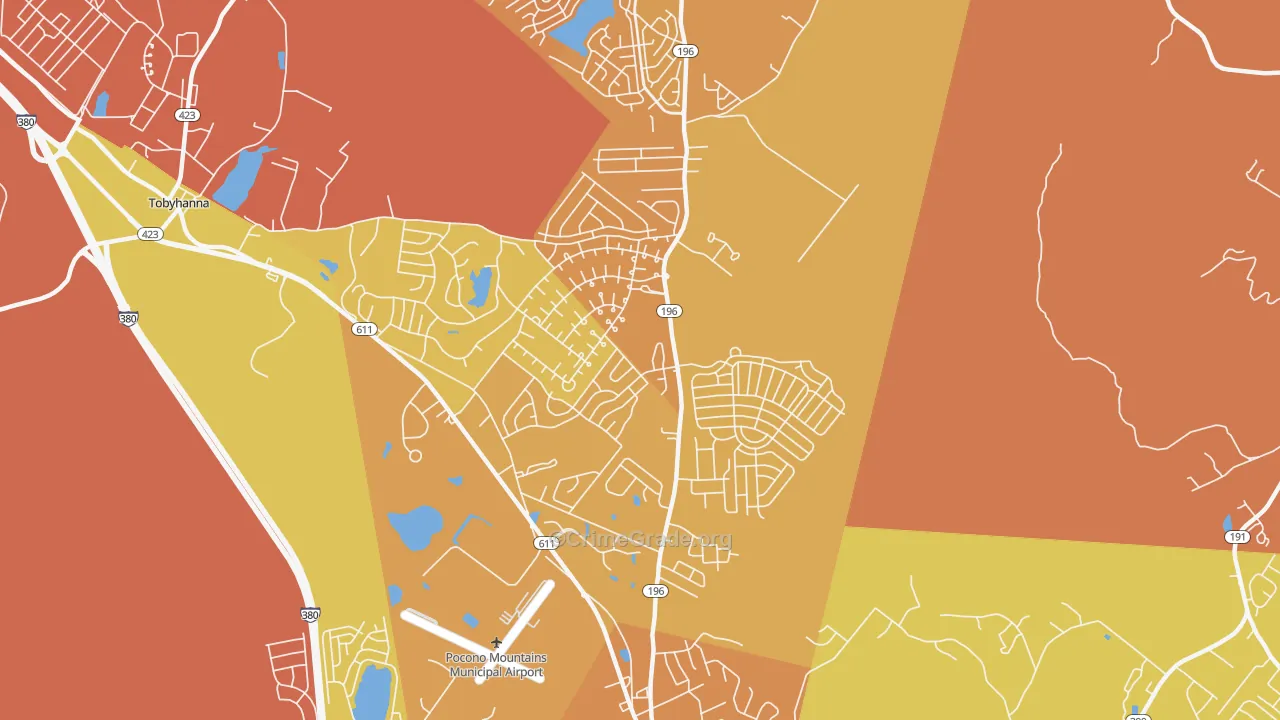 Pocono Farms, Tobyhanna, PA Map of Murder Rates