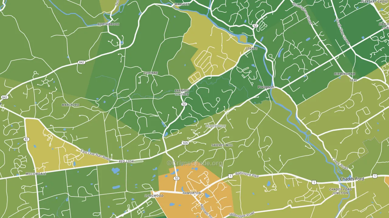 Pocopson, PA Map of Murder Rates