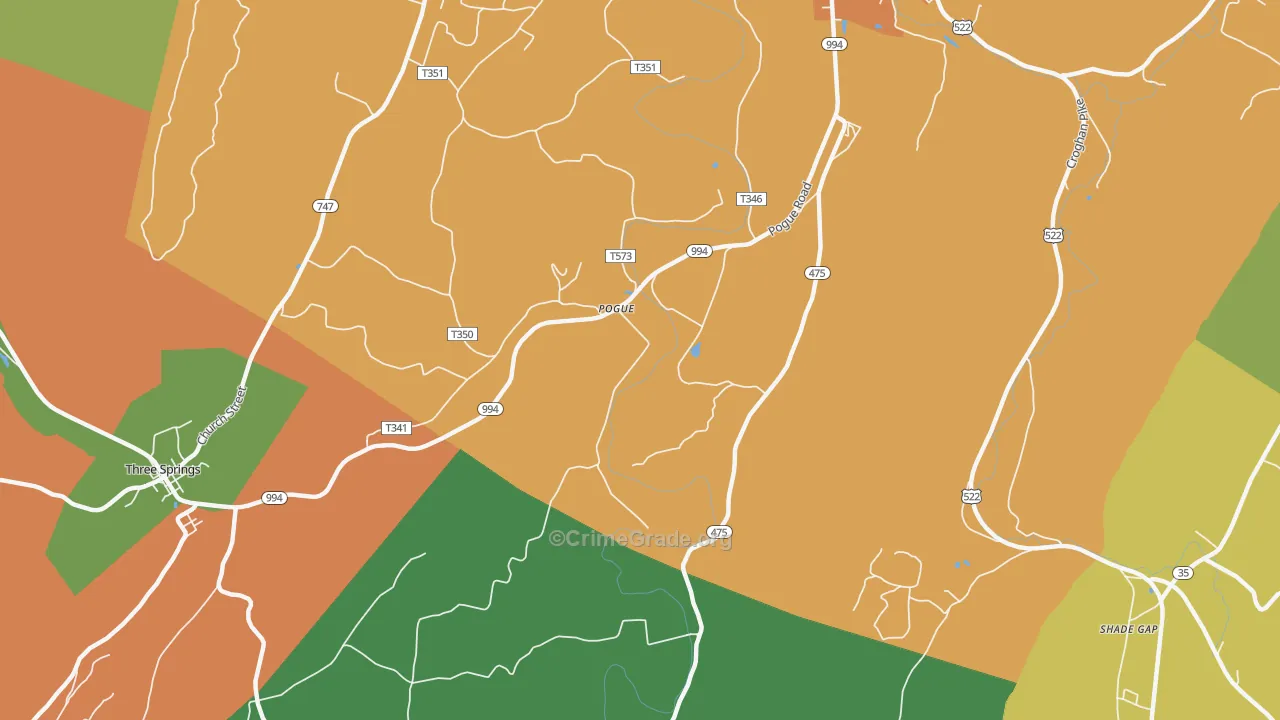 Pogue, PA Map of Murder Rates