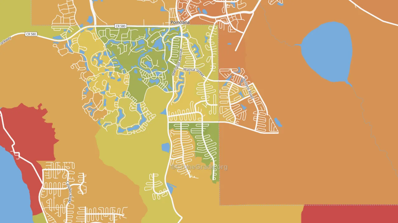 Poinciana-Village 3, Poinciana, FL Map of Murder Rates
