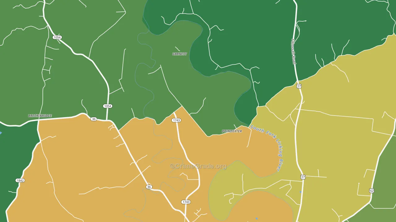 Poindexter, KY Map of Murder Rates