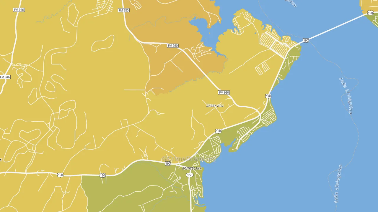 Point Blank, TX Map of Murder Rates