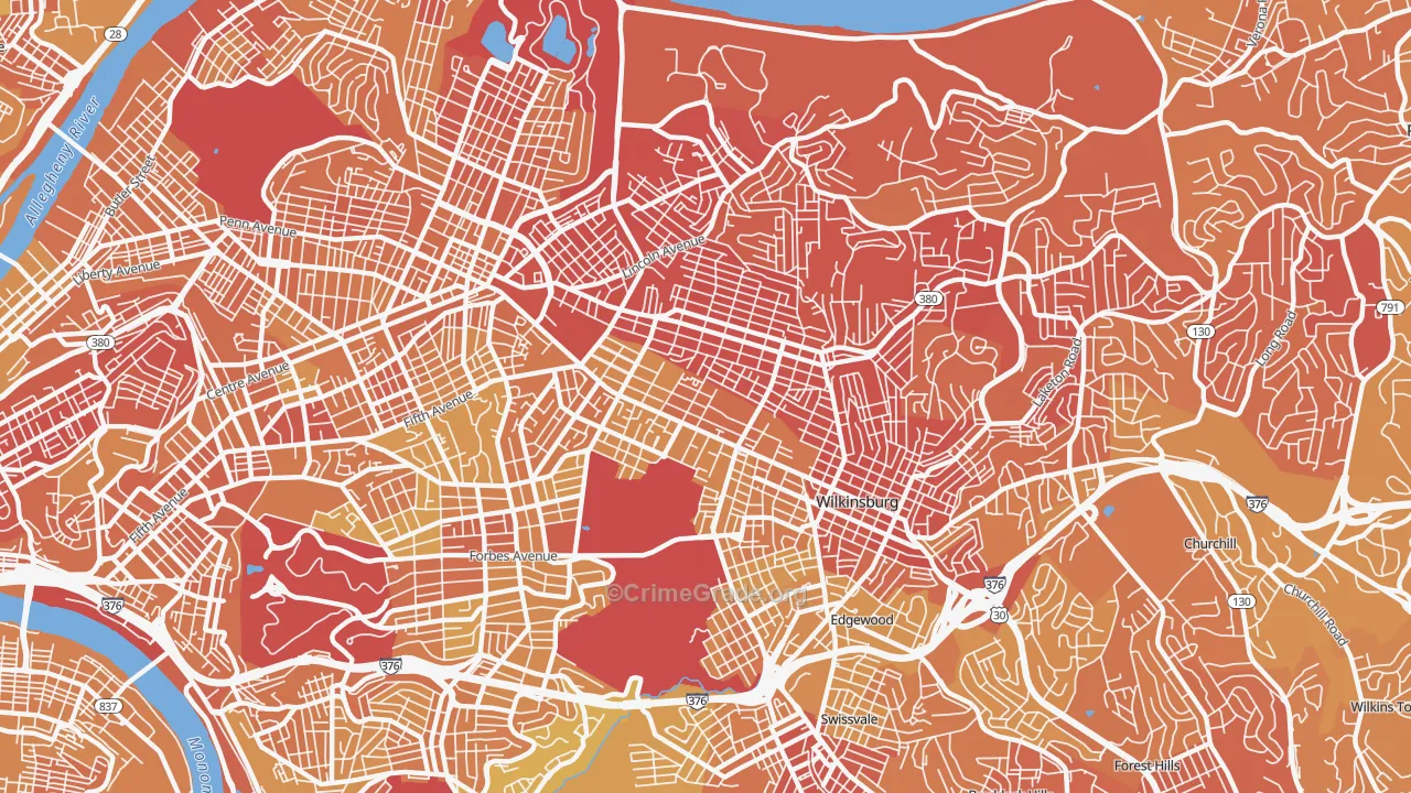 Point Breeze, Pittsburgh, PA Map of Murder Rates