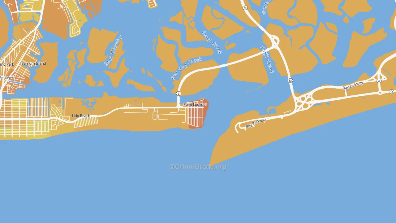 Point Lookout, NY Map of Murder Rates