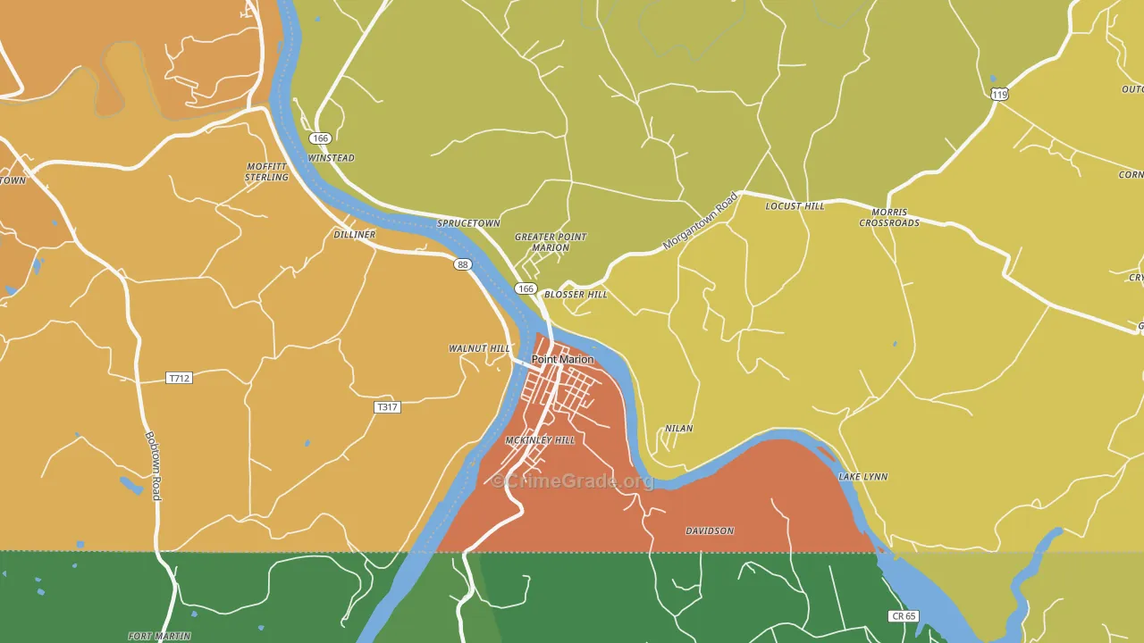 Point Marion, PA Map of Murder Rates