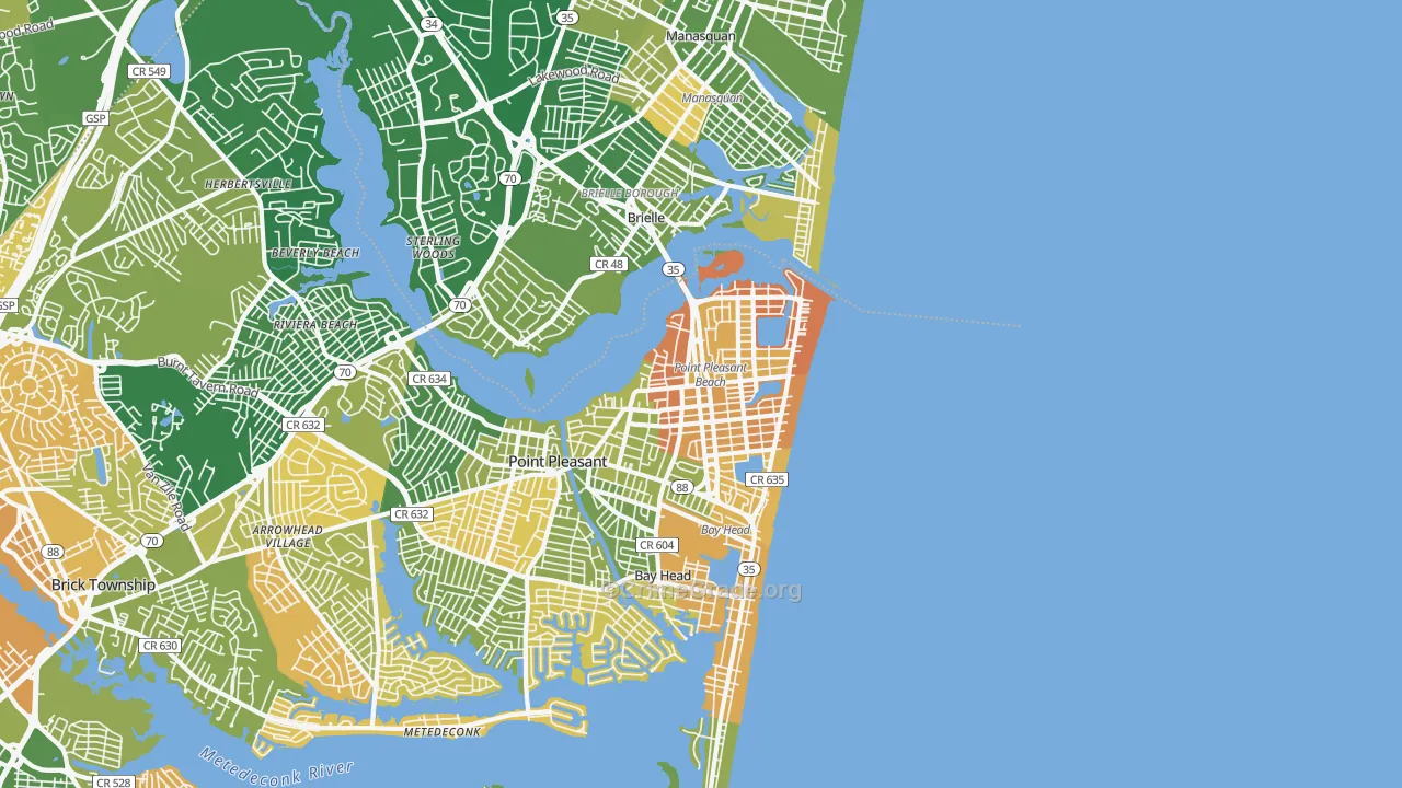 Point Pleasant Beach, NJ Map of Murder Rates