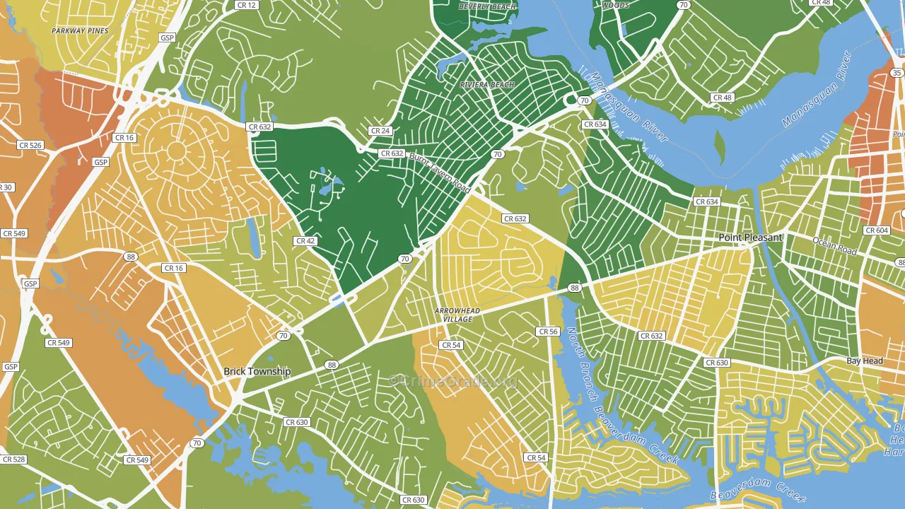 Point Pleasant Manor, Brick, NJ Map of Murder Rates
