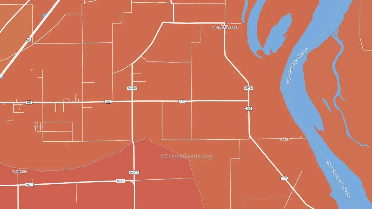Point Pleasant, MO Map of Murder Rates