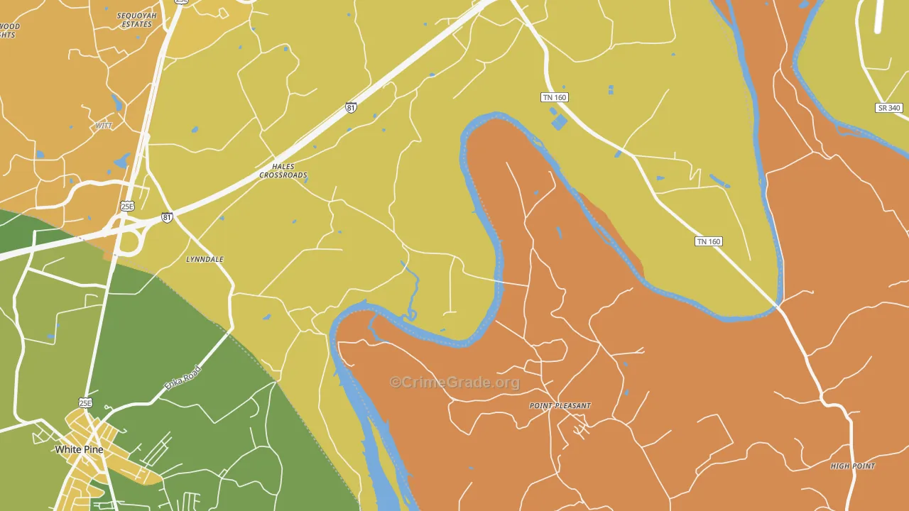 Point Pleasant, TN Map of Murder Rates