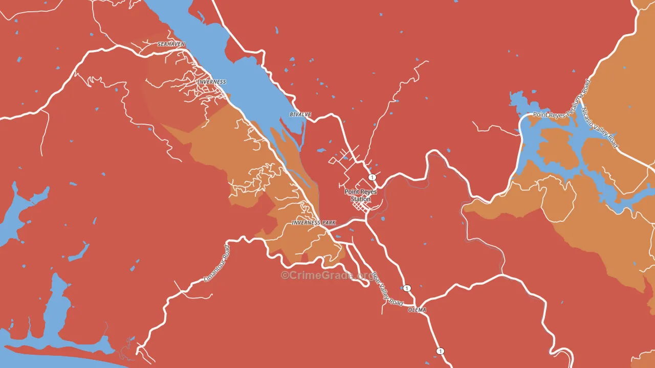 Point Reyes Station, CA Map of Murder Rates