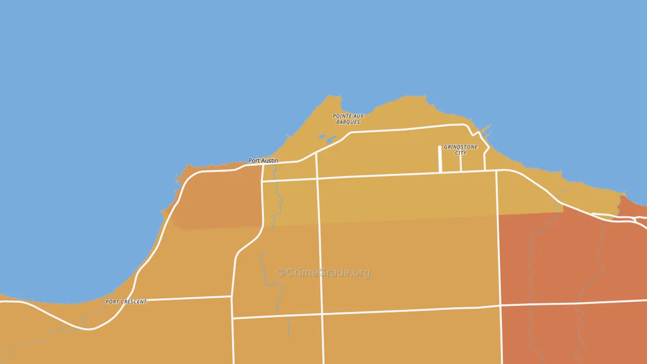 Pointe Aux Barques, MI Map of Murder Rates