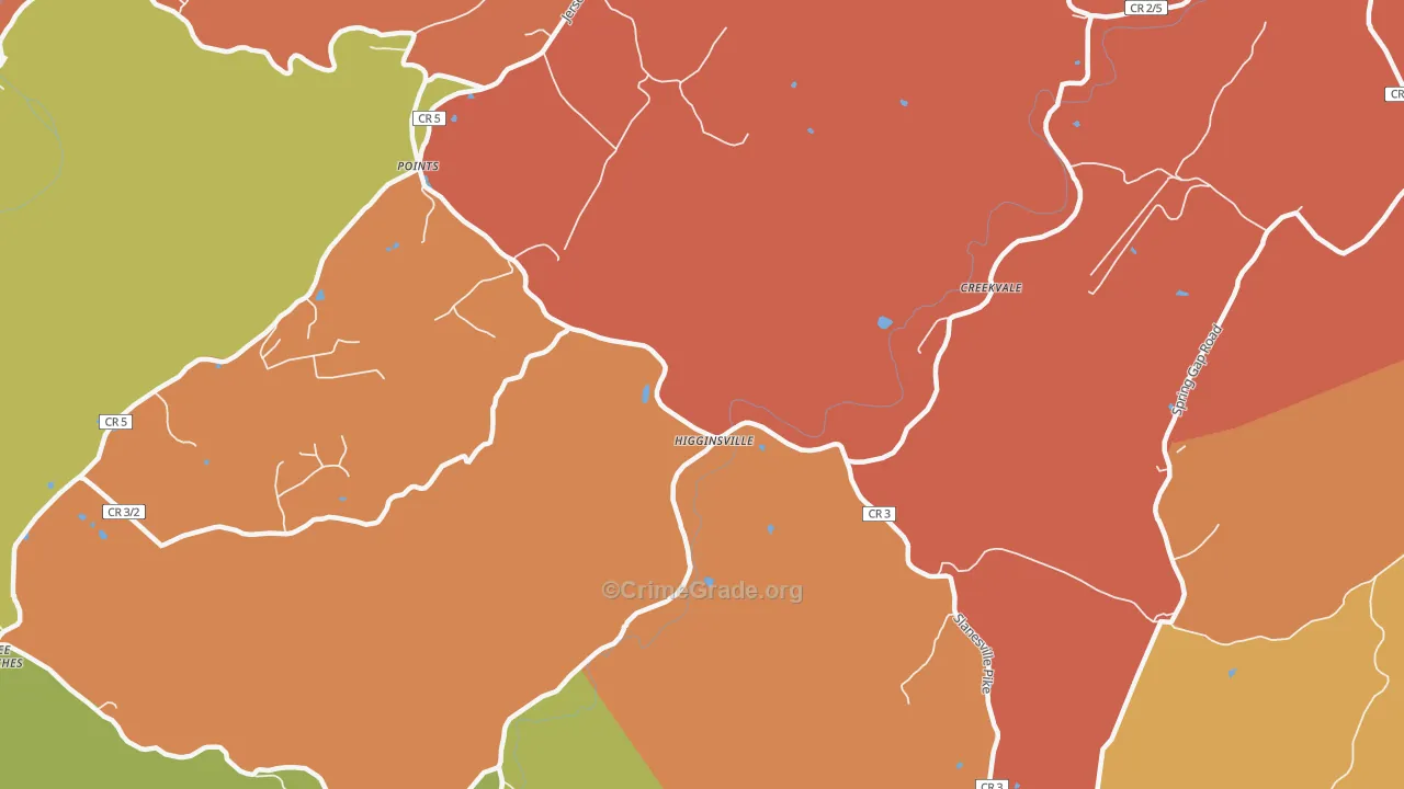 Points, WV Map of Murder Rates