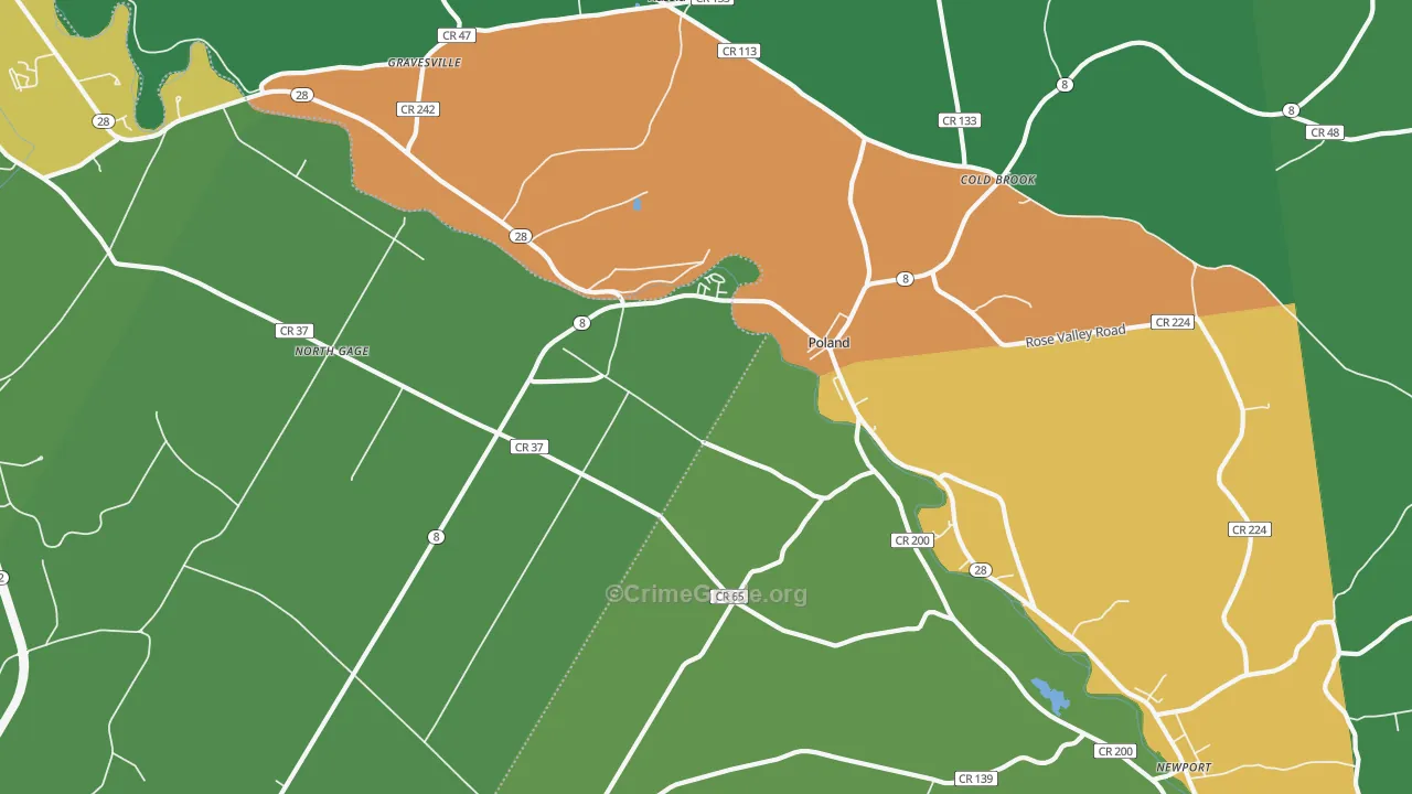 Poland, NY Map of Murder Rates