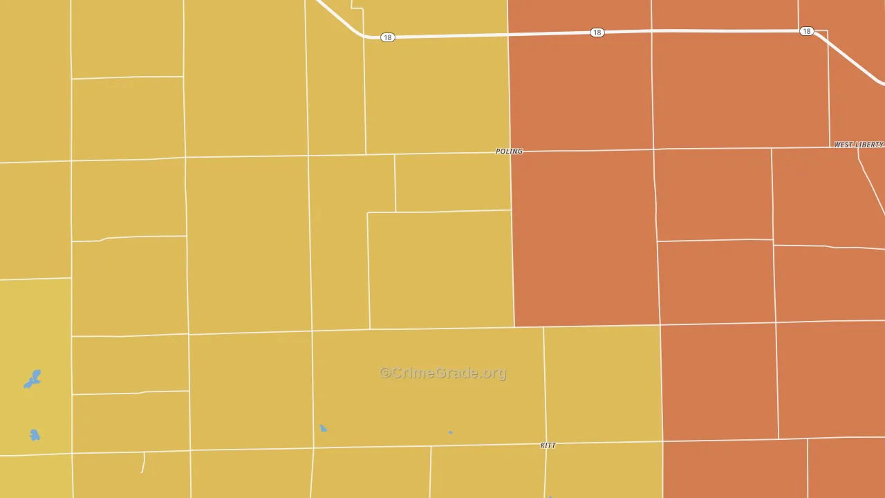 Poling, IN Map of Murder Rates