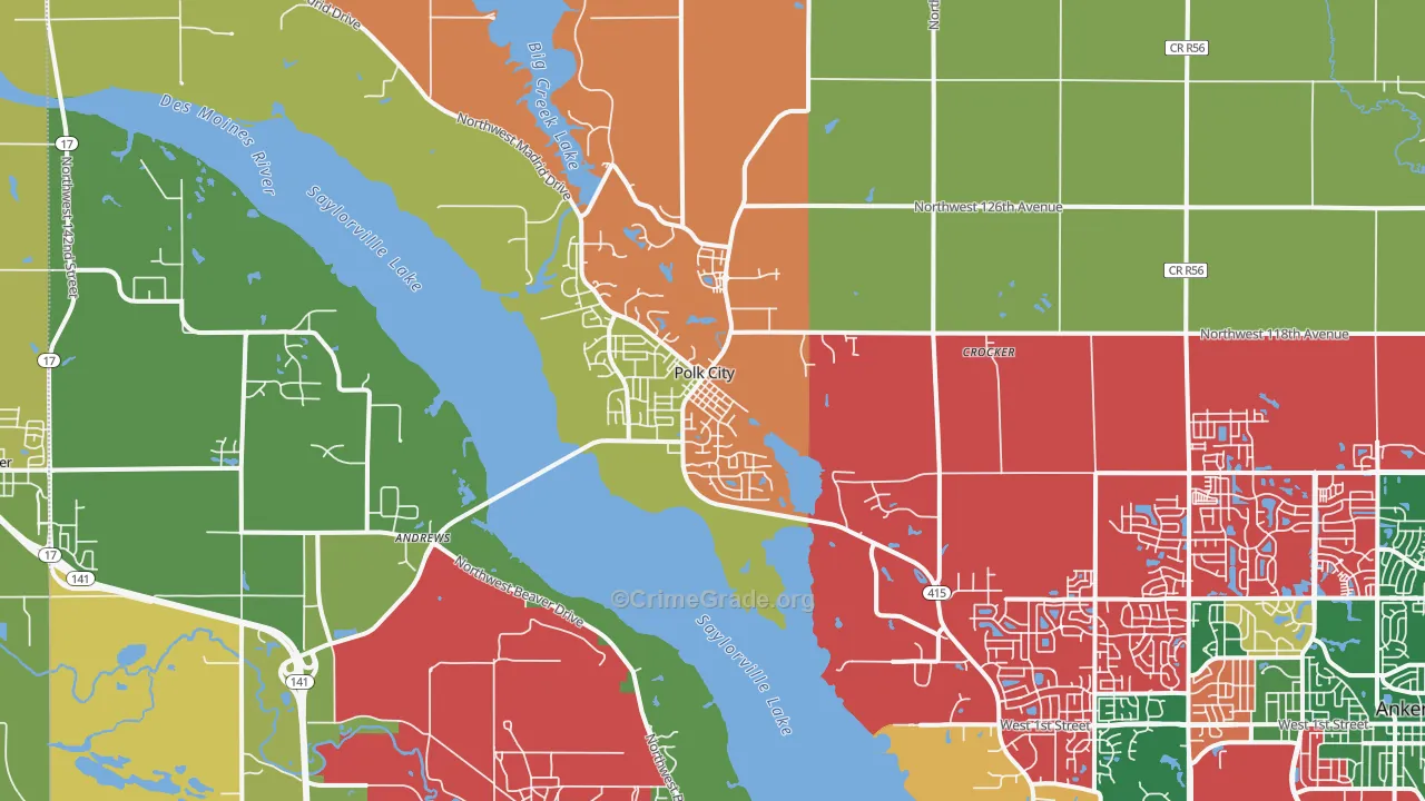 Polk City, IA Map of Murder Rates