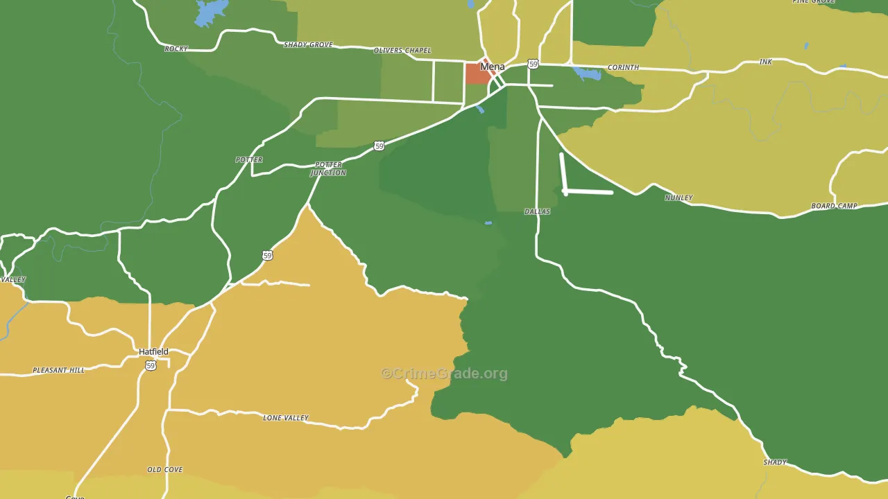 Polk County, AR Map of Murder Rates
