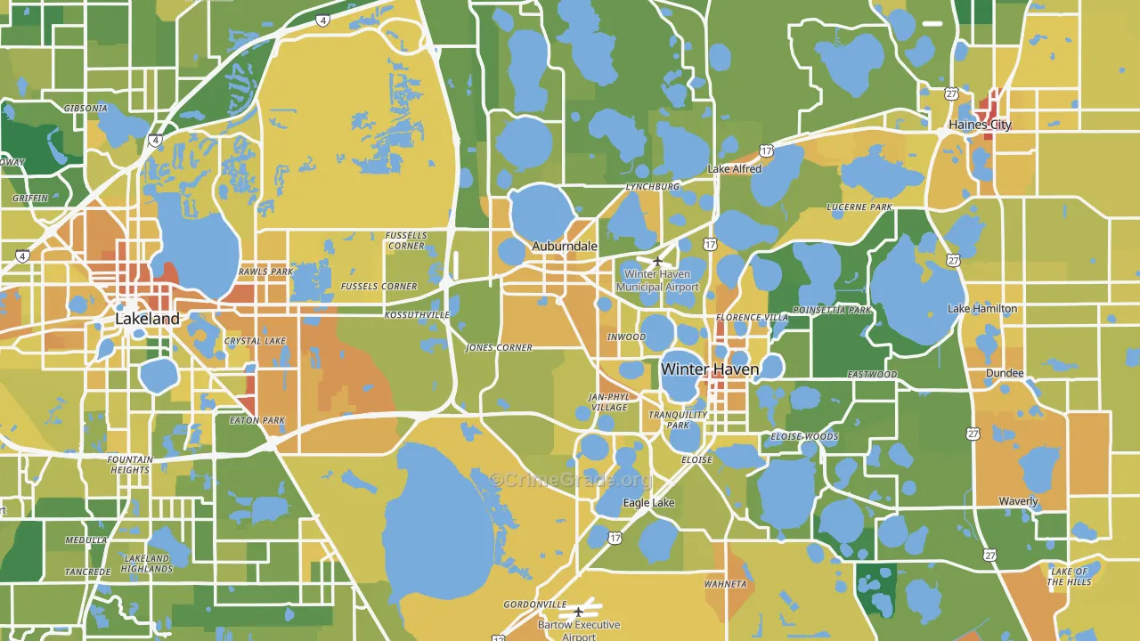 Polk County, FL Map of Murder Rates