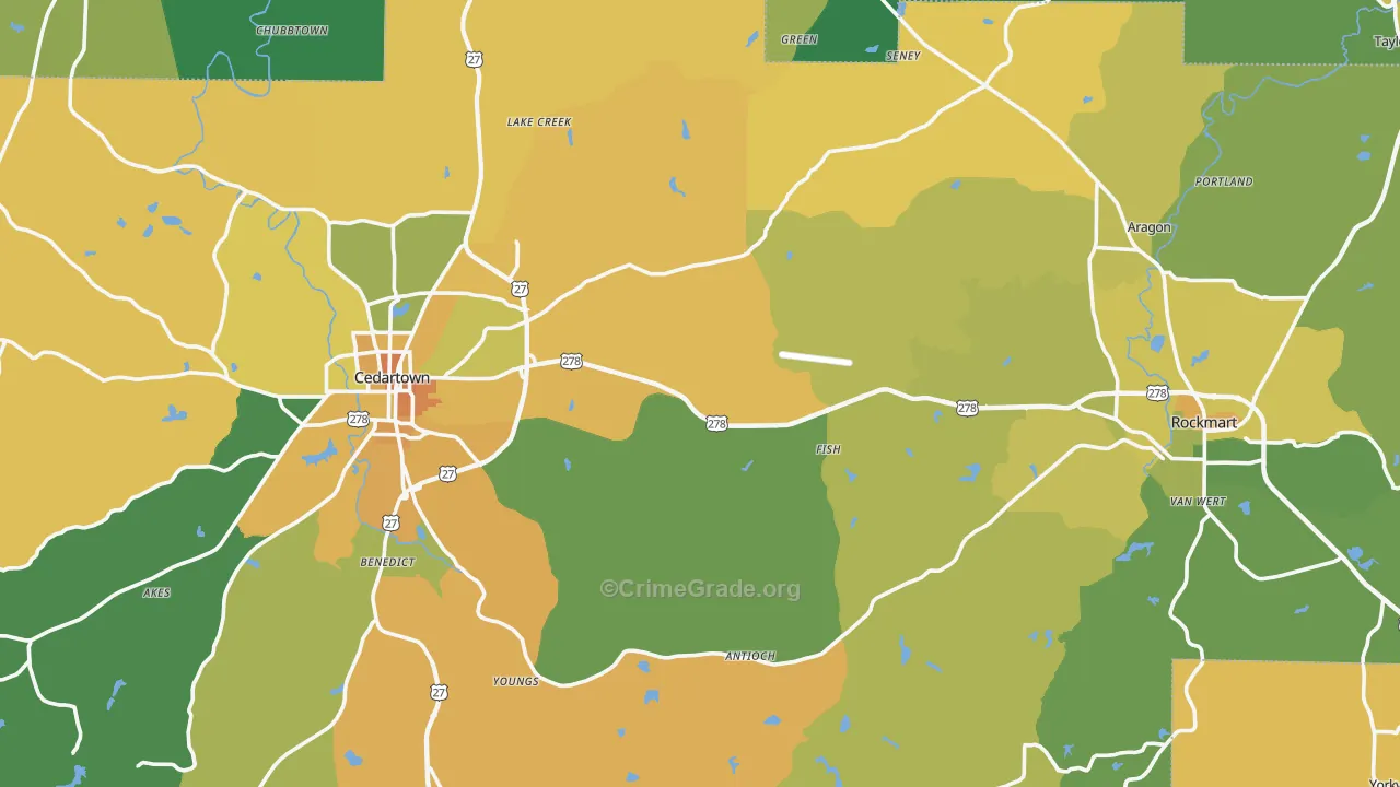 Polk County, GA Map of Murder Rates