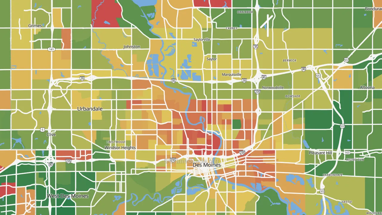 Polk County, IA Map of Murder Rates