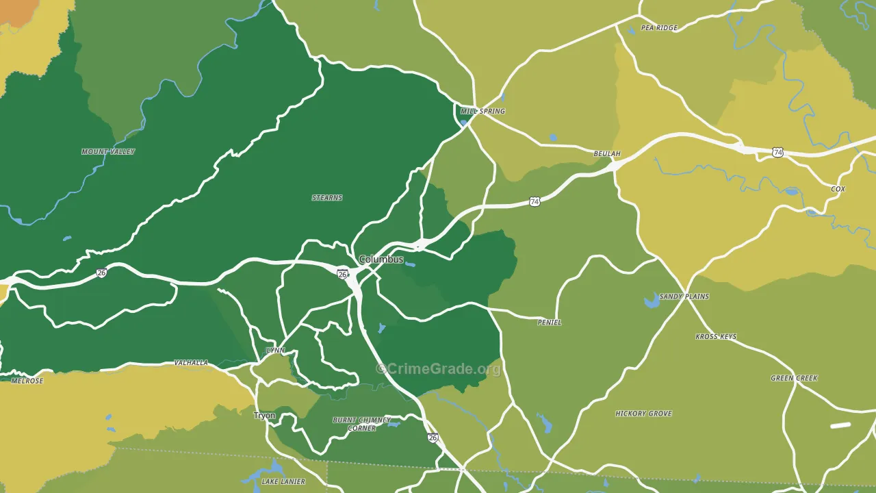 Polk County, NC Map of Murder Rates