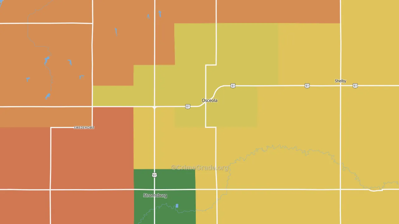 Polk County, NE Map of Murder Rates