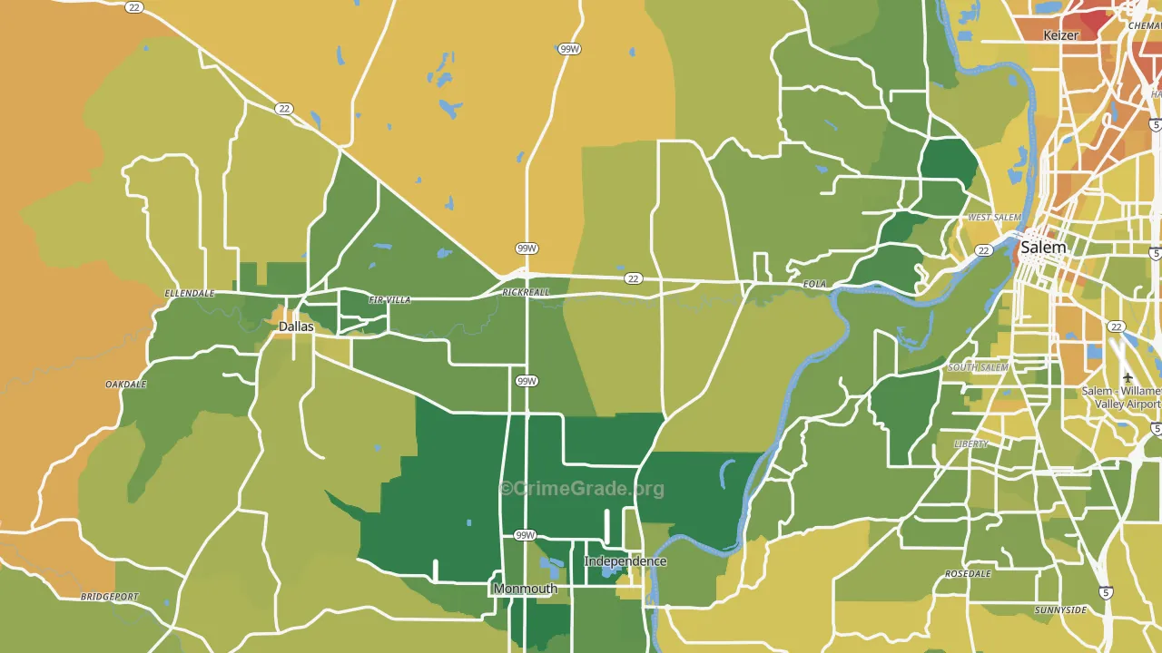 Polk County, OR Map of Murder Rates