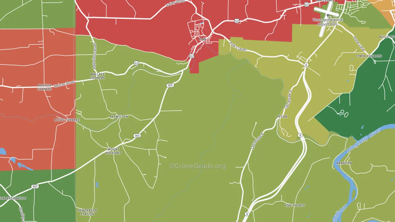 Polk, PA Map of Murder Rates