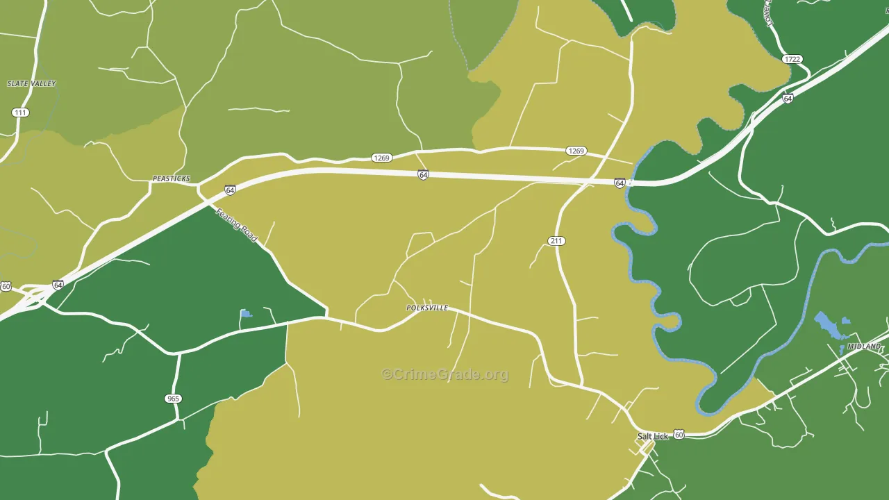 Polksville, KY Map of Murder Rates
