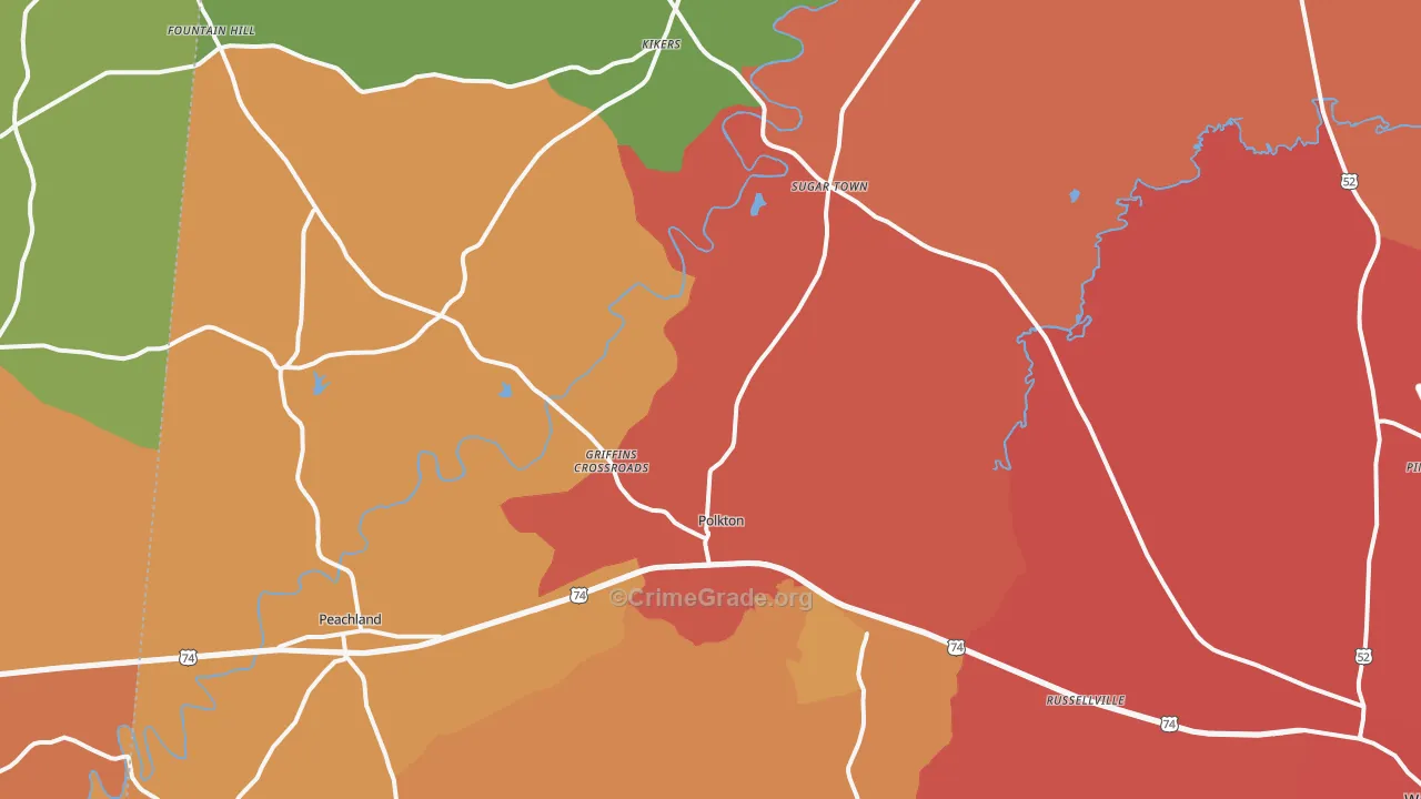 Polkton, NC Map of Murder Rates