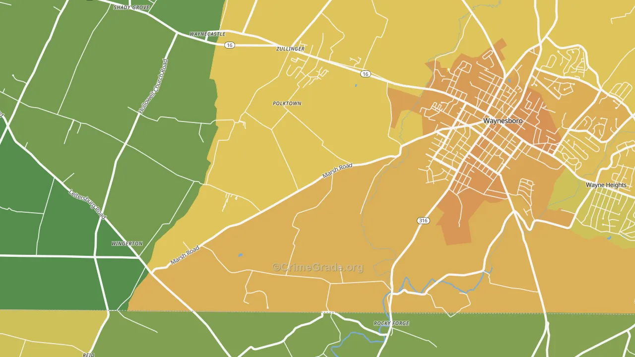 Polktown, PA Map of Murder Rates