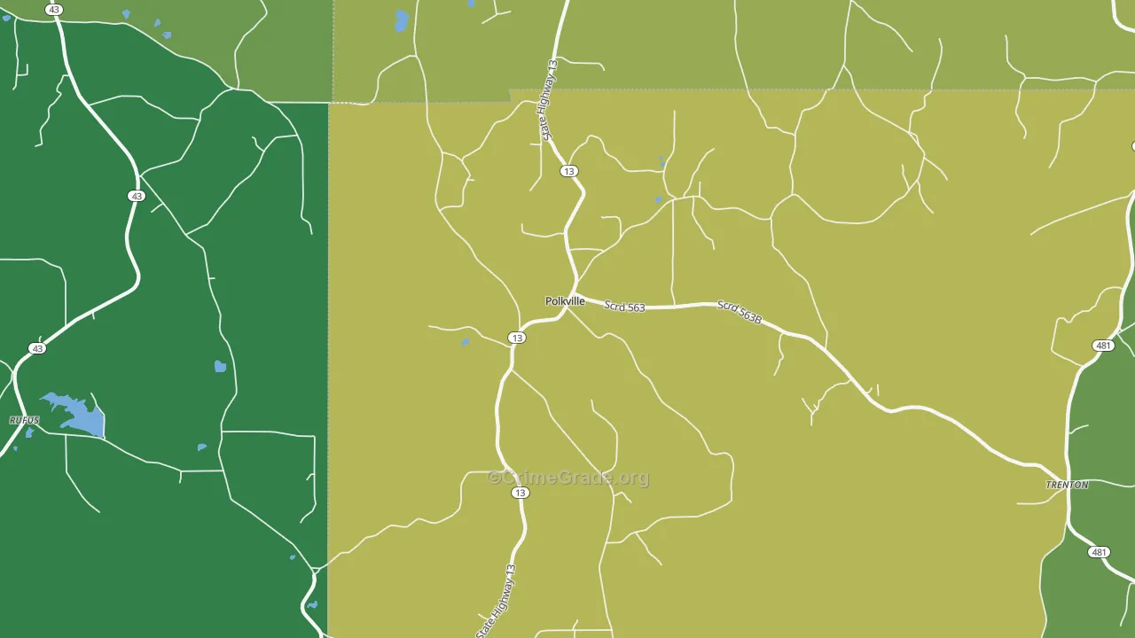 Polkville, MS Map of Murder Rates