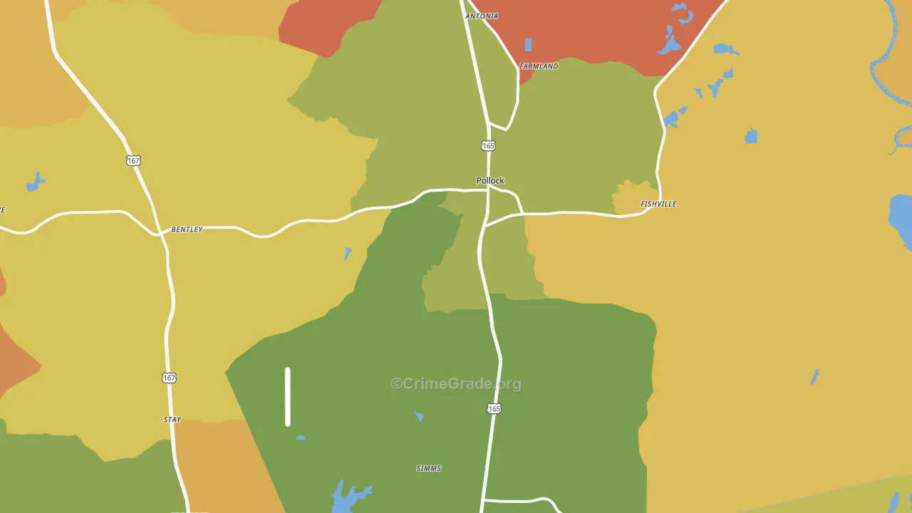 Pollock, LA Map of Murder Rates