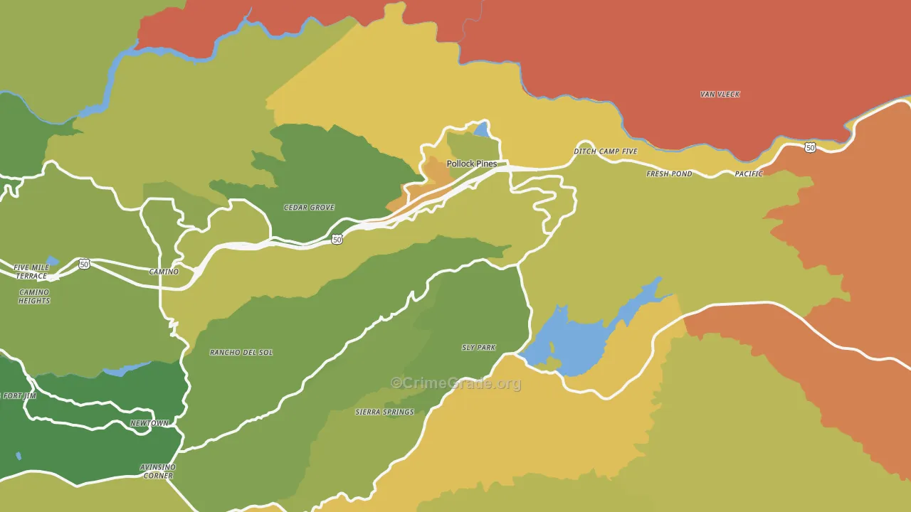 Pollock Pines, CA Map of Murder Rates