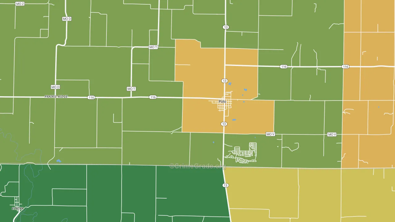 Polo, MO Map of Murder Rates