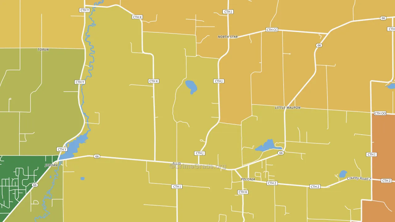 Polonia, WI Map of Murder Rates