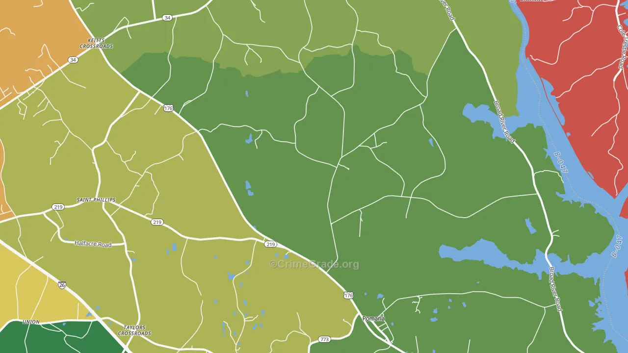 Pomaria, SC Map of Murder Rates