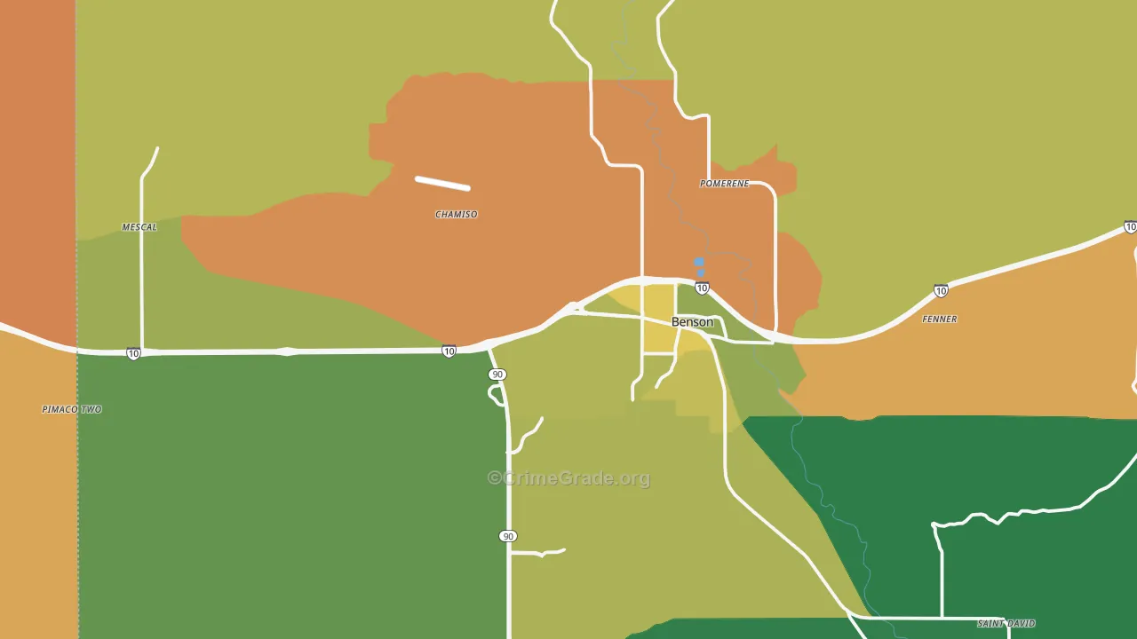 Pomerene, AZ Map of Murder Rates