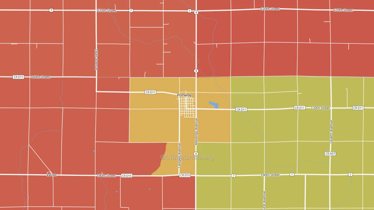 Pomeroy, IA Map of Murder Rates