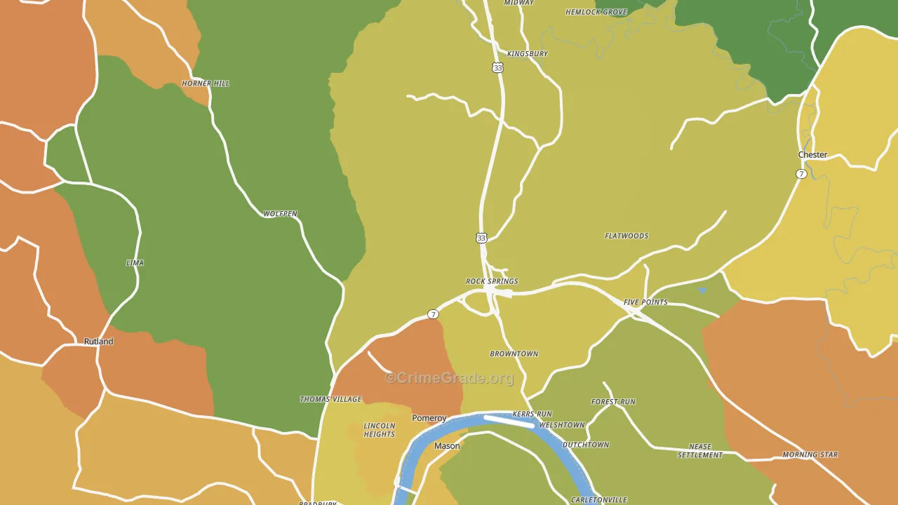 Pomeroy, OH Map of Murder Rates