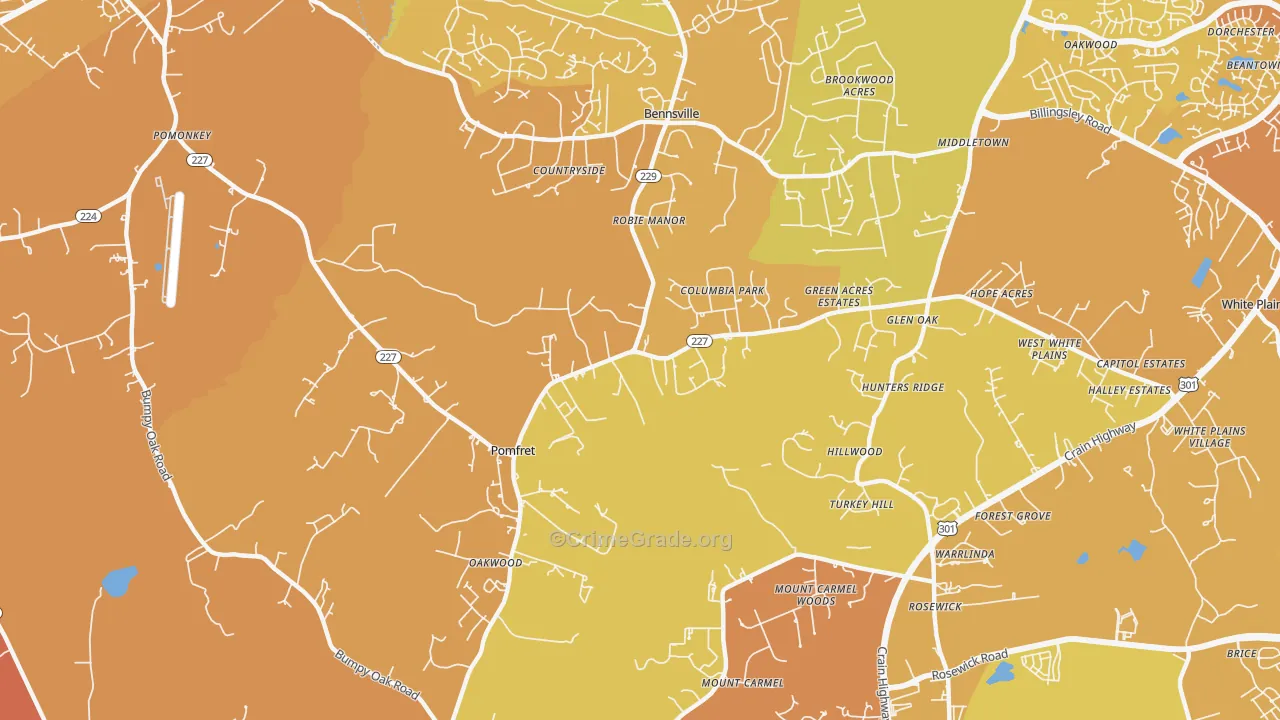 Pomfret, MD Map of Murder Rates