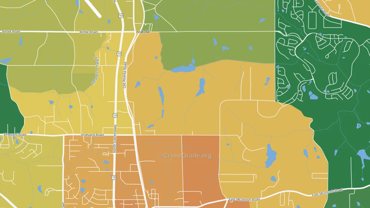 Pomona, GA Map of Murder Rates