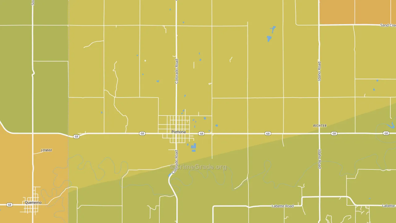 Pomona, KS Map of Murder Rates