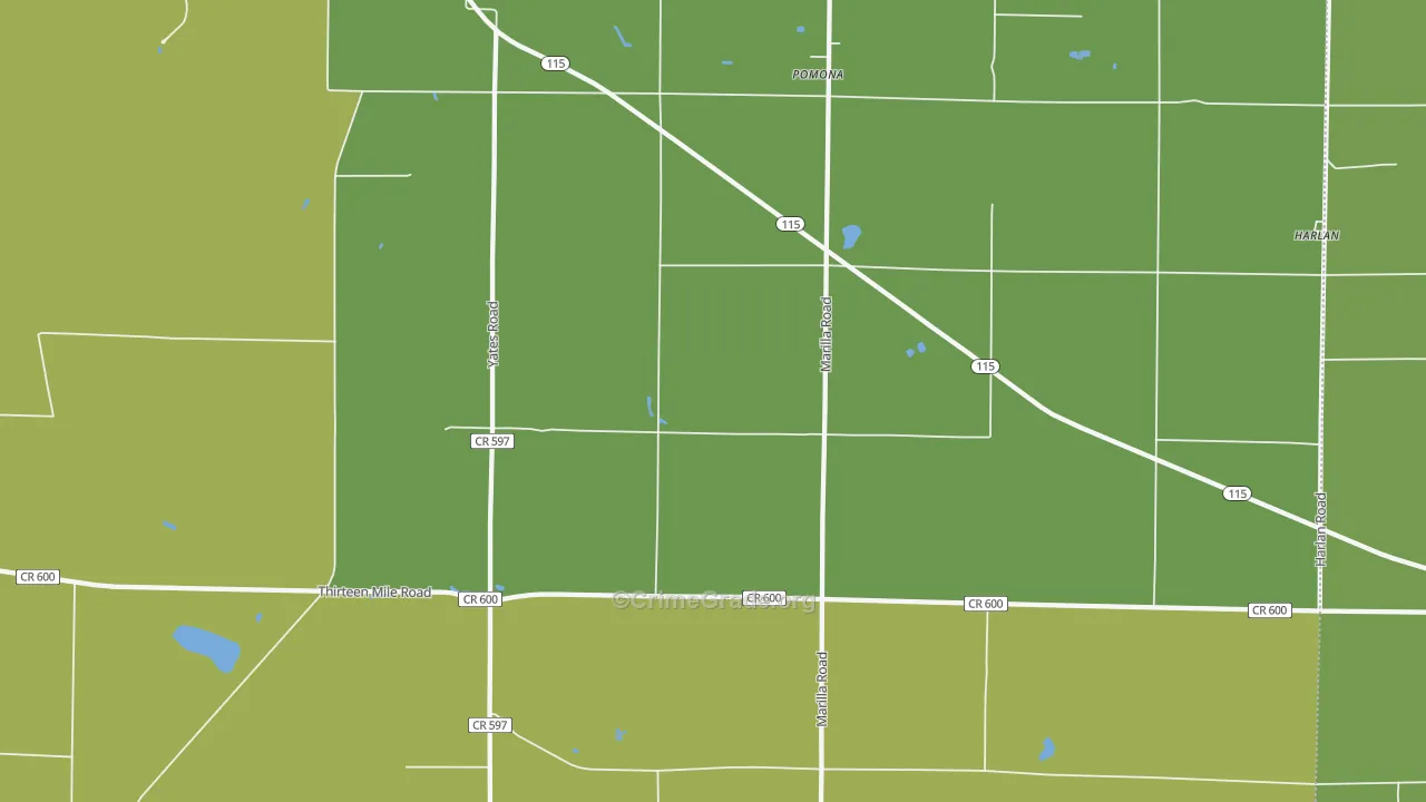 Pomona, MI Map of Murder Rates