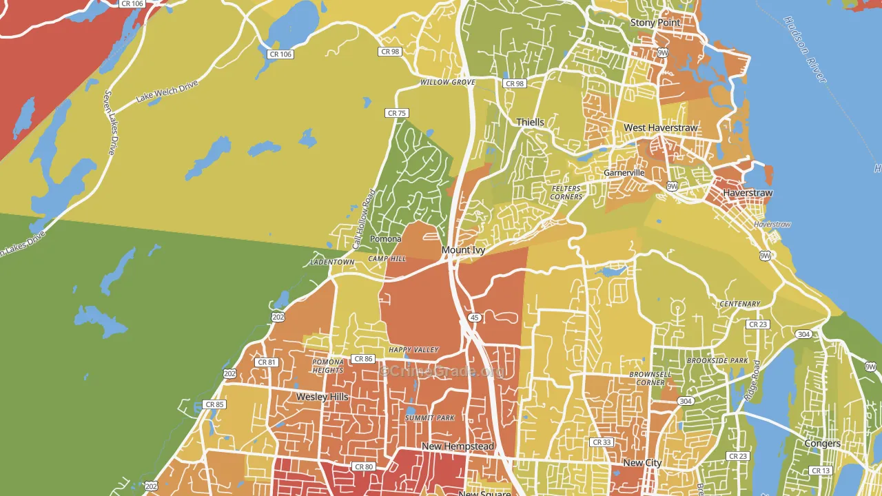 Pomona, NY Map of Murder Rates