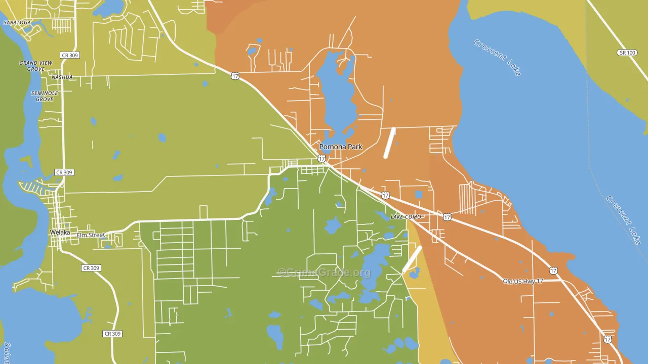 Pomona Park, FL Map of Murder Rates